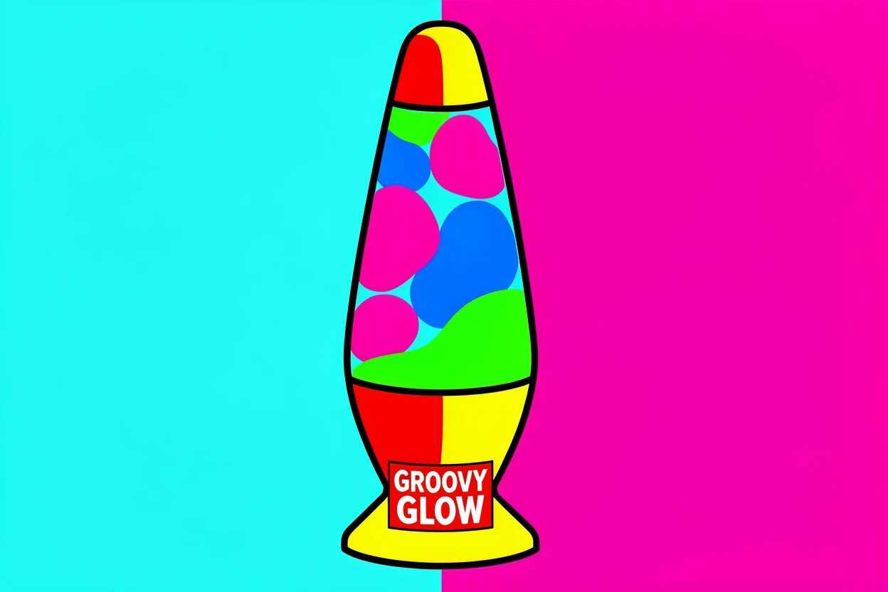Retro lava lamp glowing with colorful blobs