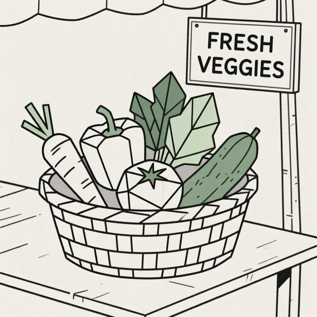 A basket of fresh vegetables from a farmers market