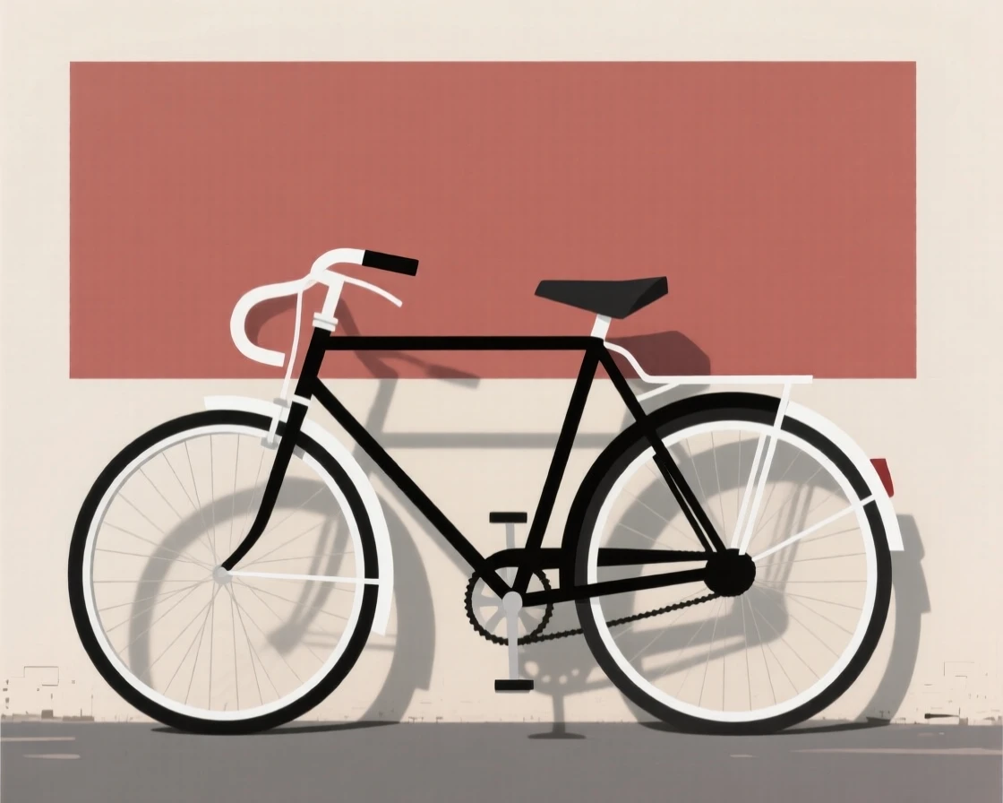 A vintage bicycle leaning against a wall