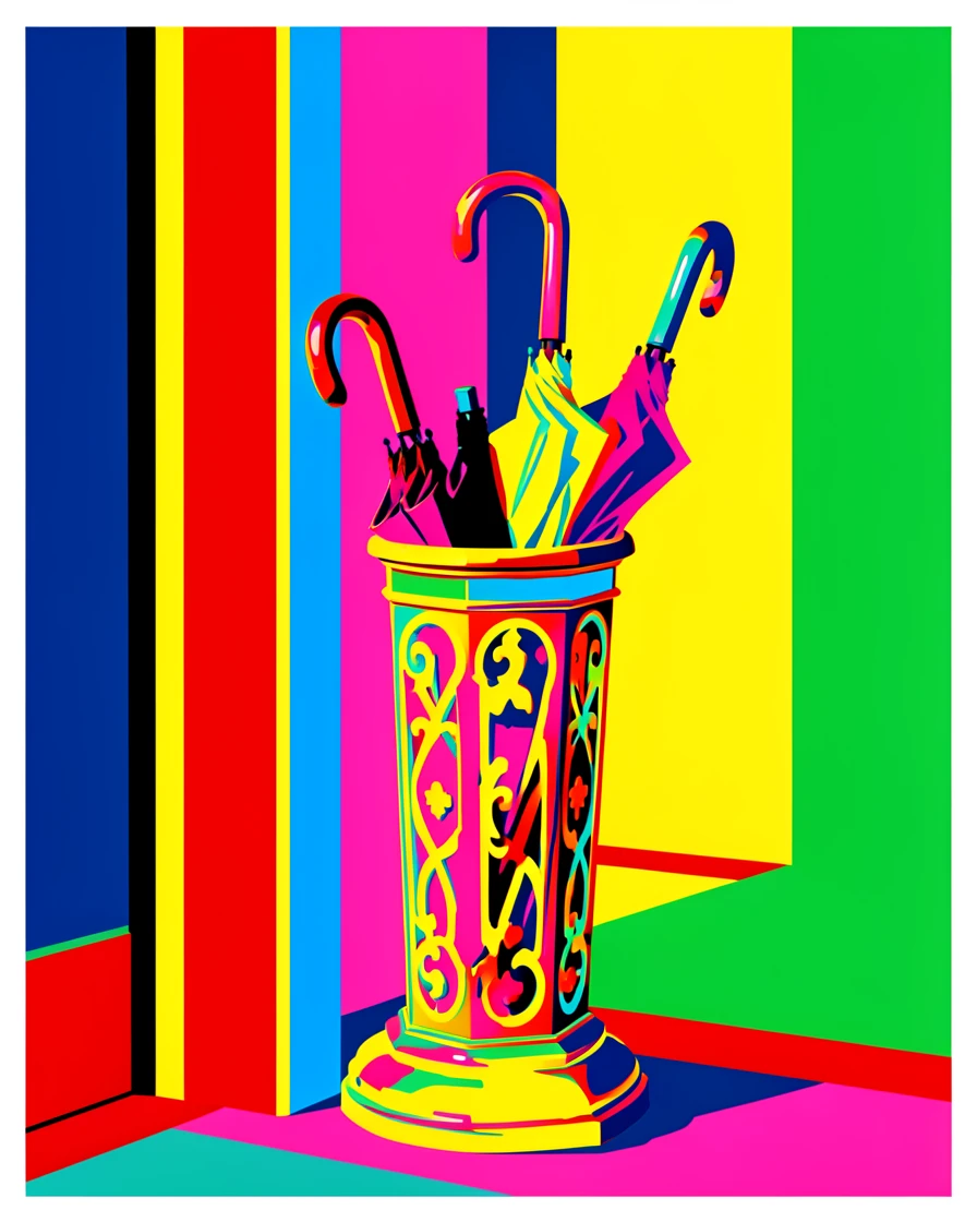 Vintage umbrella stand by a doorway