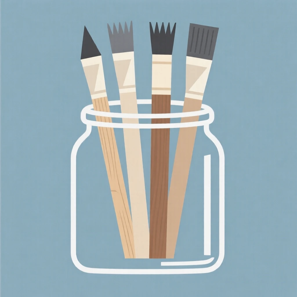 A set of paintbrushes in a jar