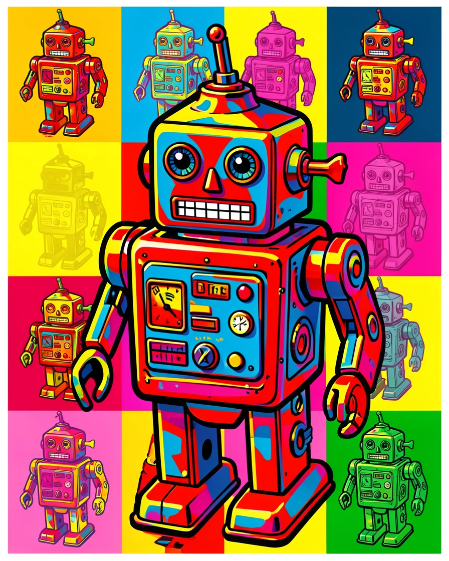 Classic wind-up tin robot toy