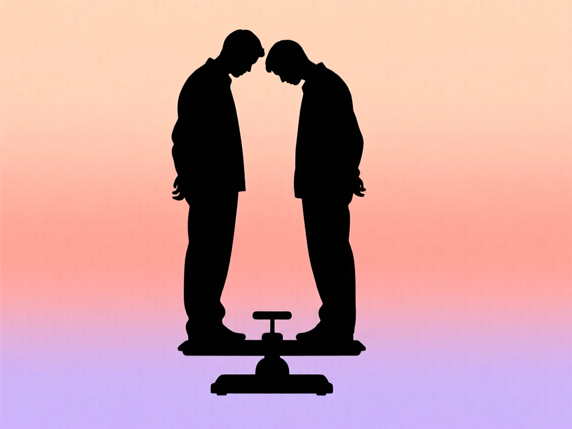 A person standing on a scale in a moment of quiet reflection.