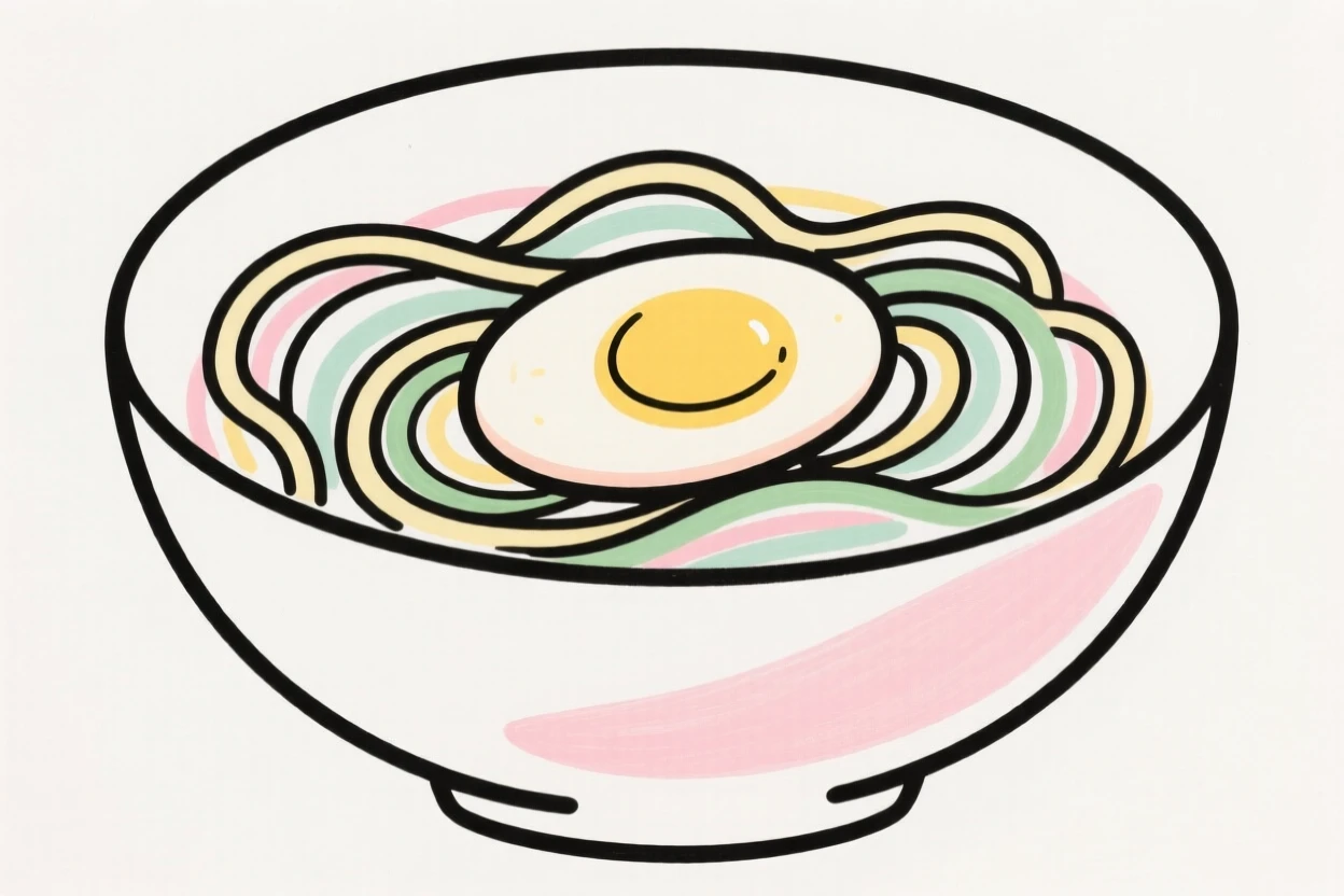 A bowl of ramen with a soft-boiled egg