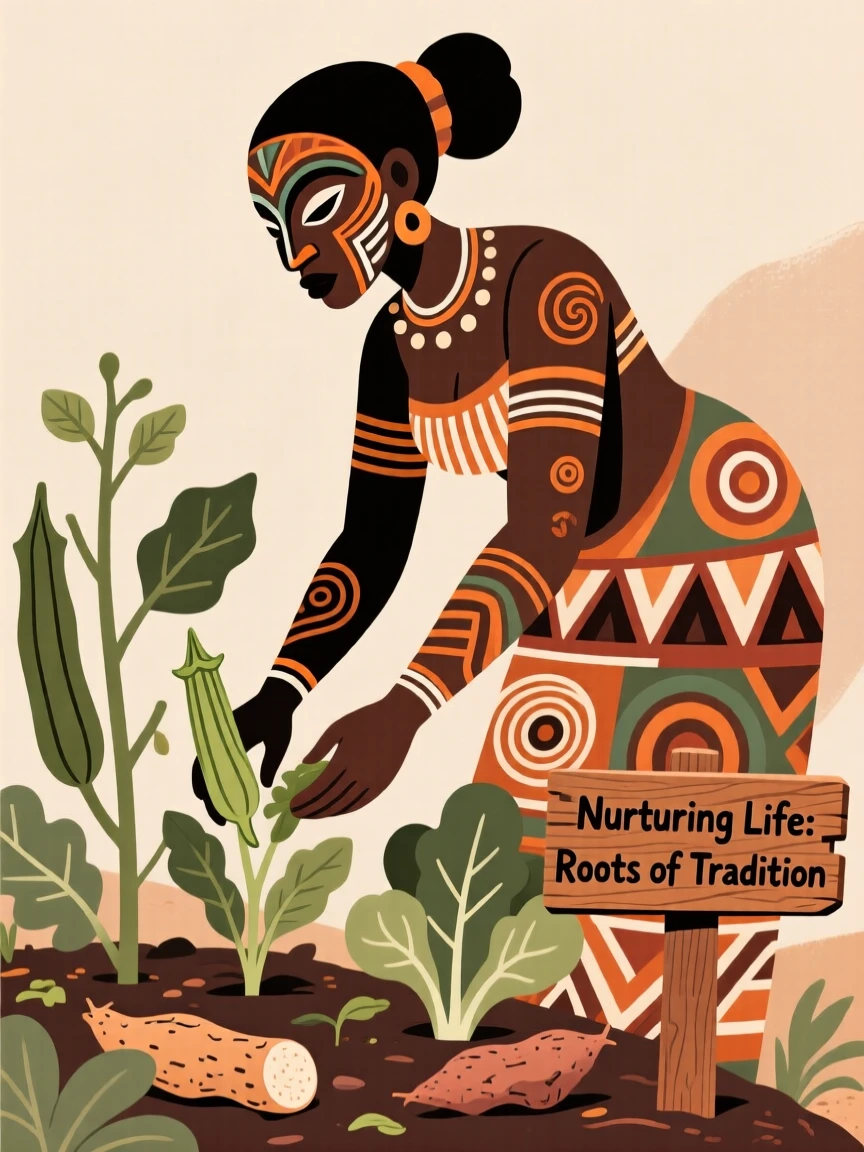 A woman tending to a small vegetable garden.