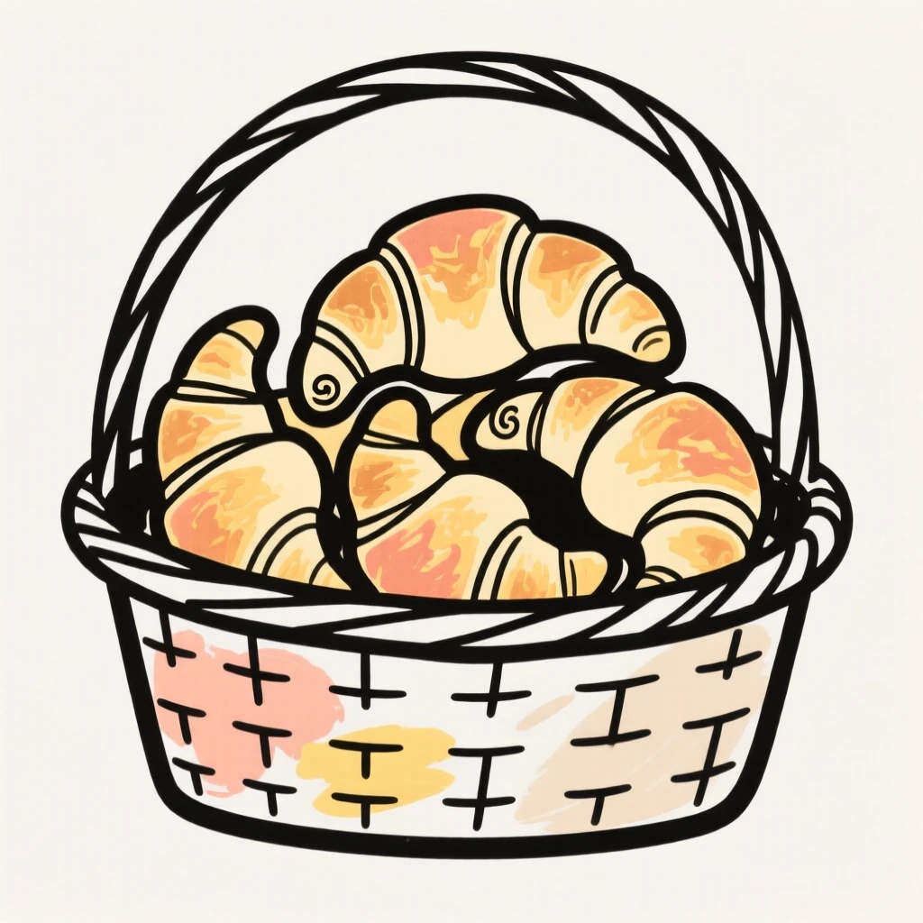 A basket of freshly baked croissants