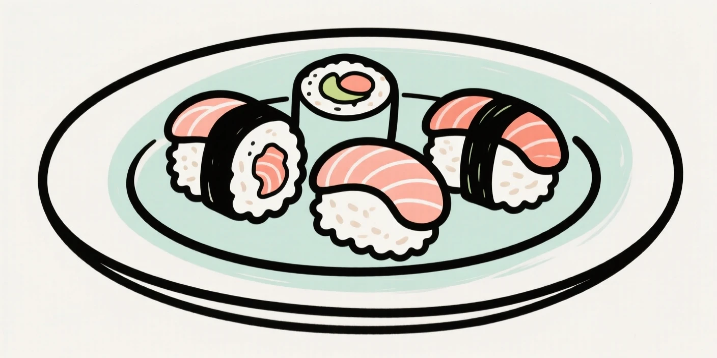 A plate of sushi rolls