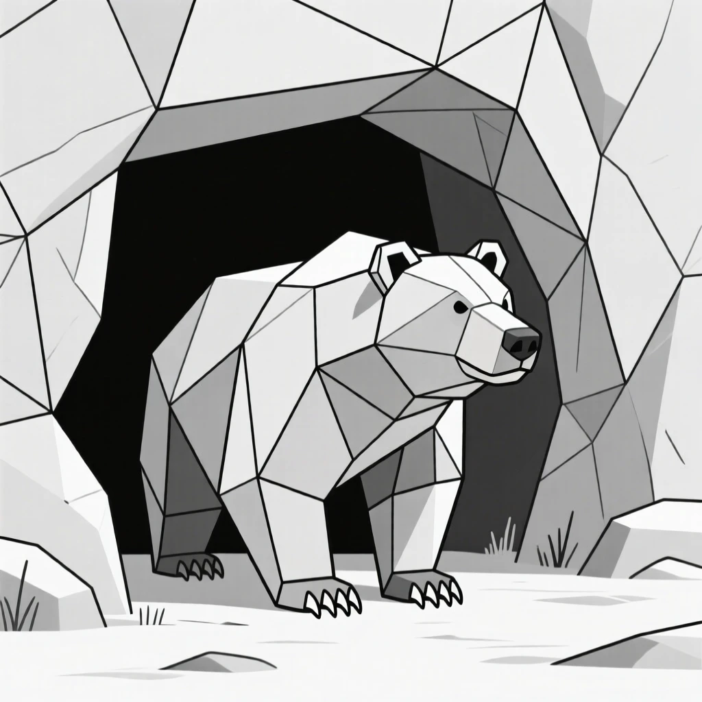A cave bear standing at the entrance of an ice age cave