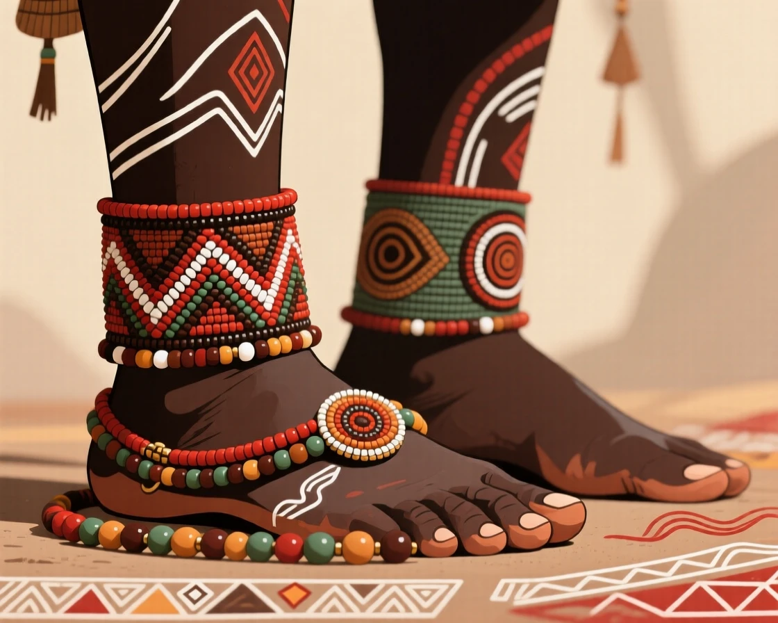 A beaded warrior's anklet set presented as a gift during a naming ceremony.