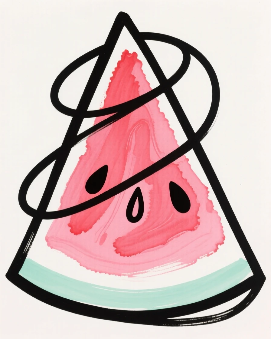 A wedge of watermelon on a summer day