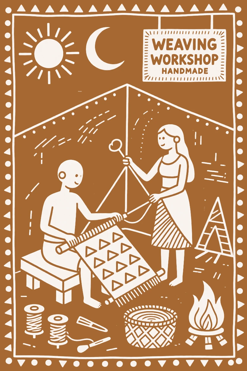A weaver working alongside a spouse in a small workshop.