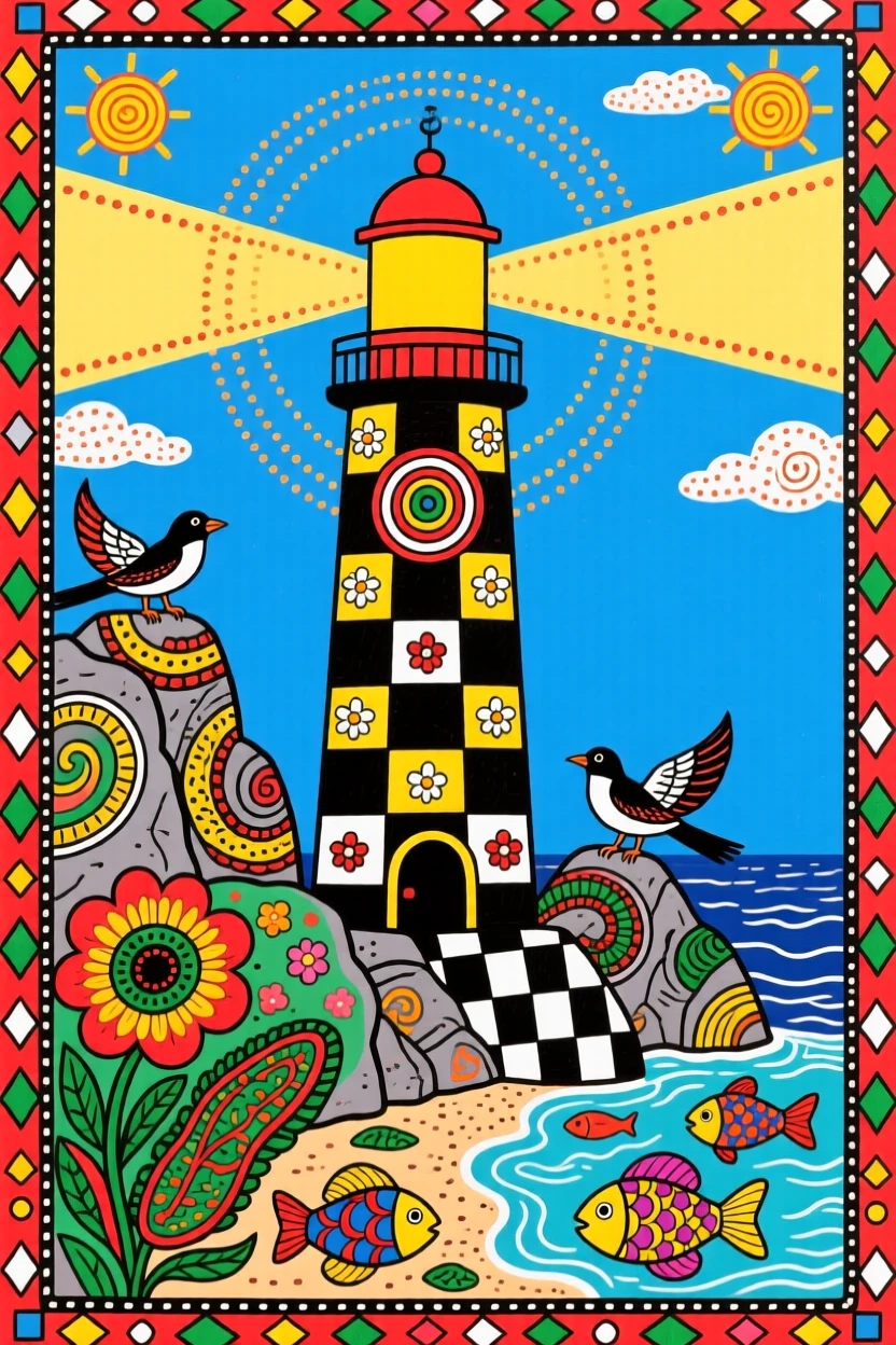 A lighthouse standing watch over a rocky Mediterranean shore.
