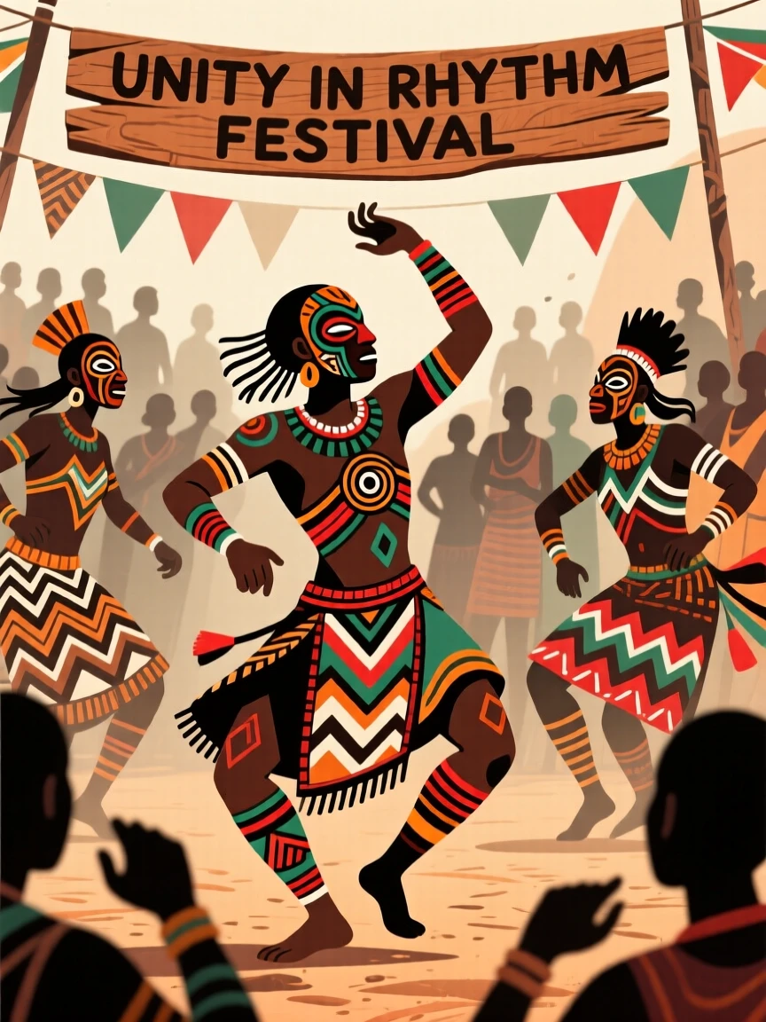 A festival dance troupe playing to a captivated crowd.