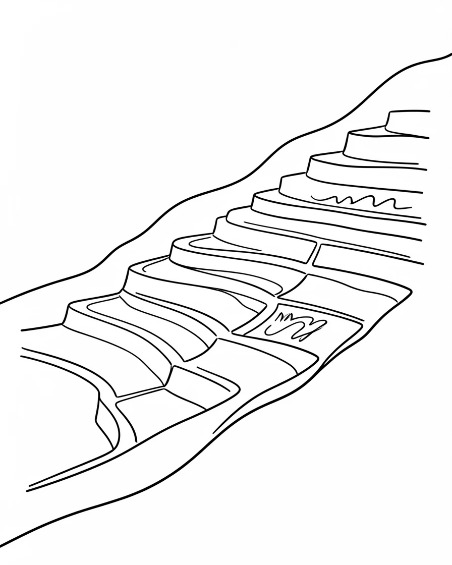 A patchwork of terraced rice paddies climbing up a mountainside