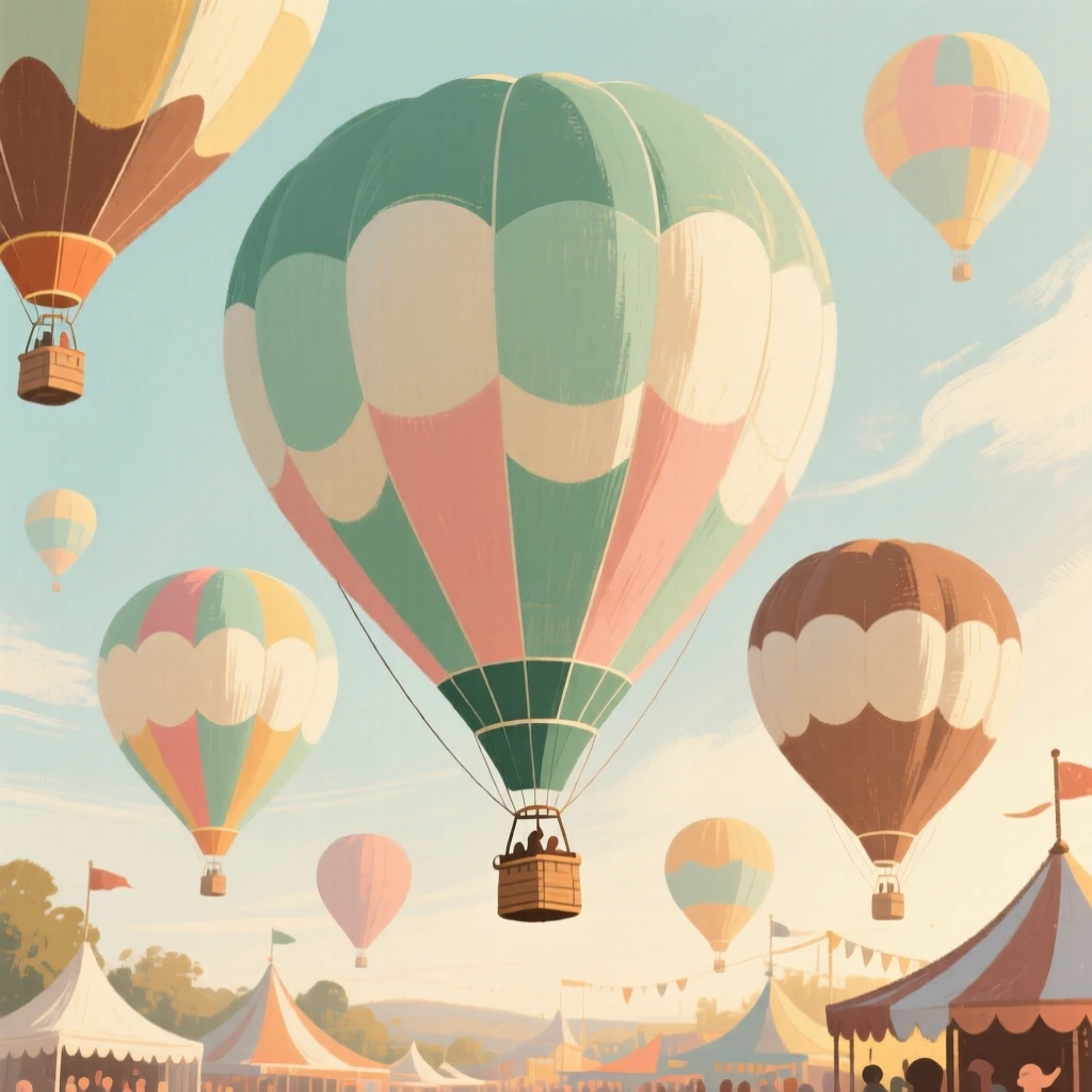 A hot air balloon festival filling the sky with colorful shapes