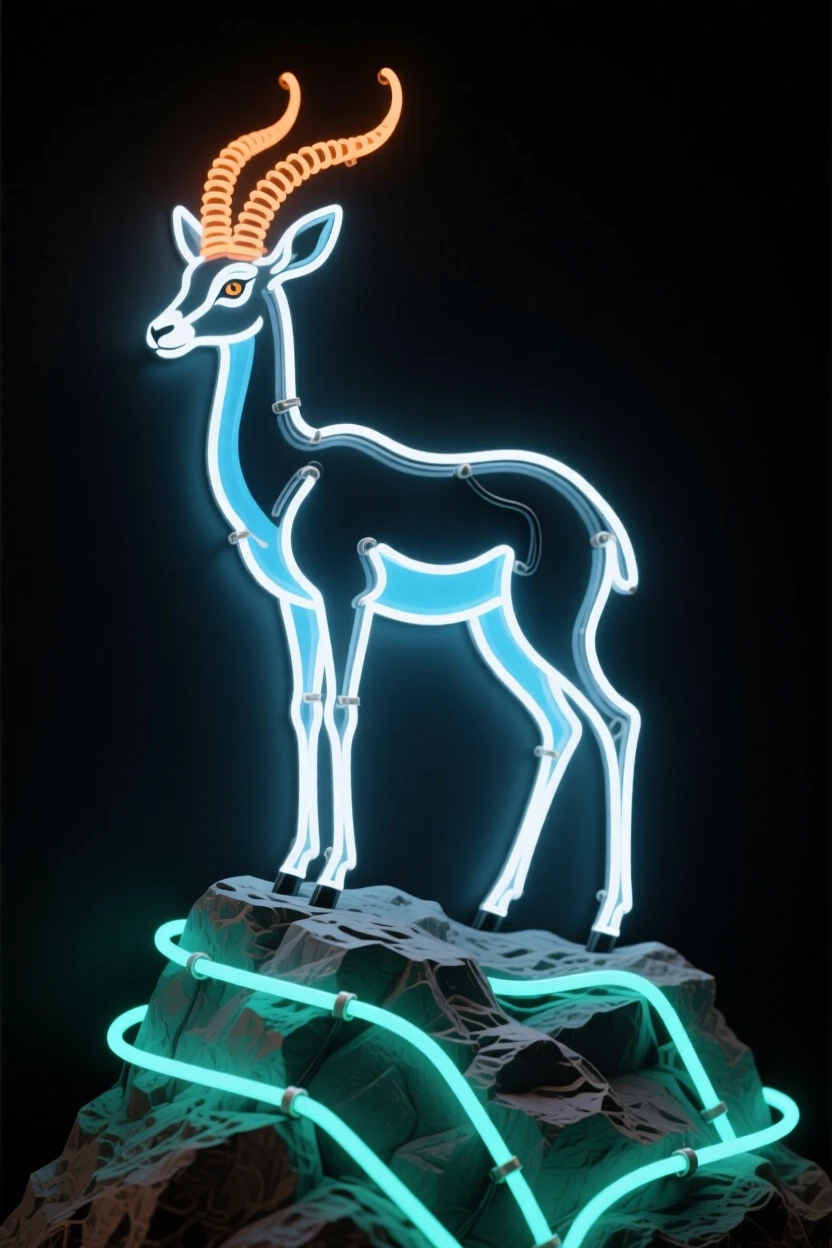 A gazelle perched attentively atop a rocky outcrop.