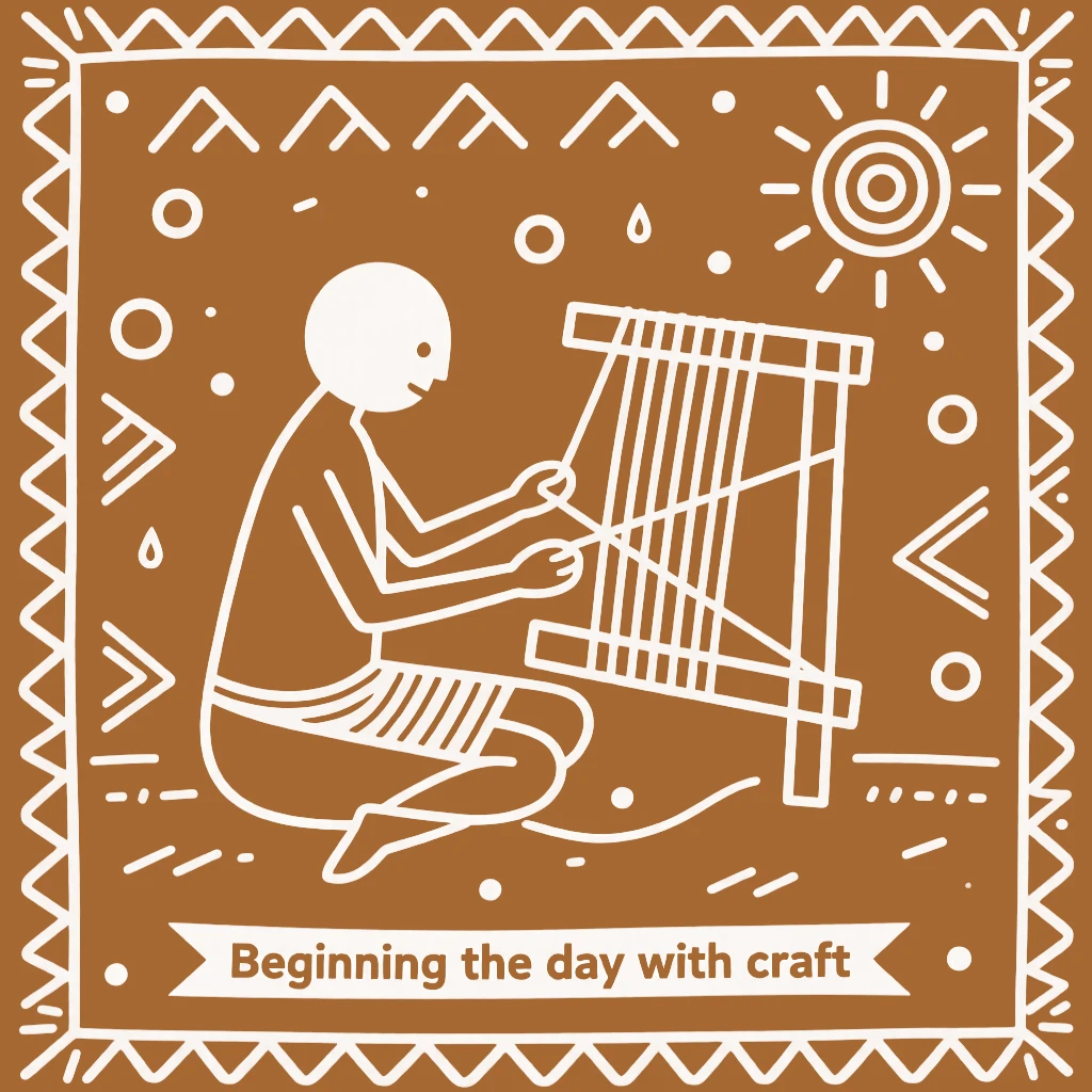 A weaver carefully shaping his craft at the start of the day.