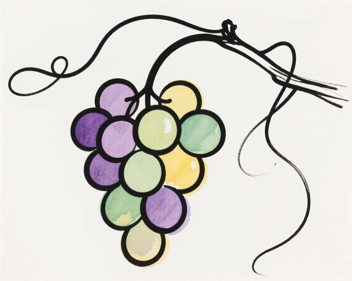 A cluster of grapes on the vine