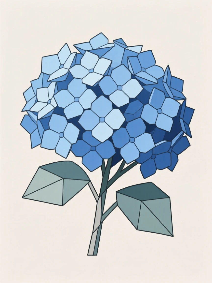 A hydrangea bush with clustered blue blossoms