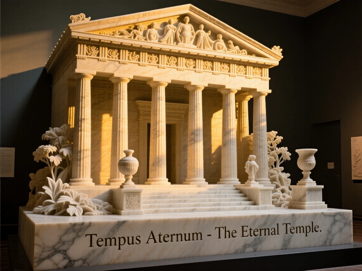 A striking, atmospheric depiction of an ancient temple bathed in golden light, showcasing timeless elegance and grandeur