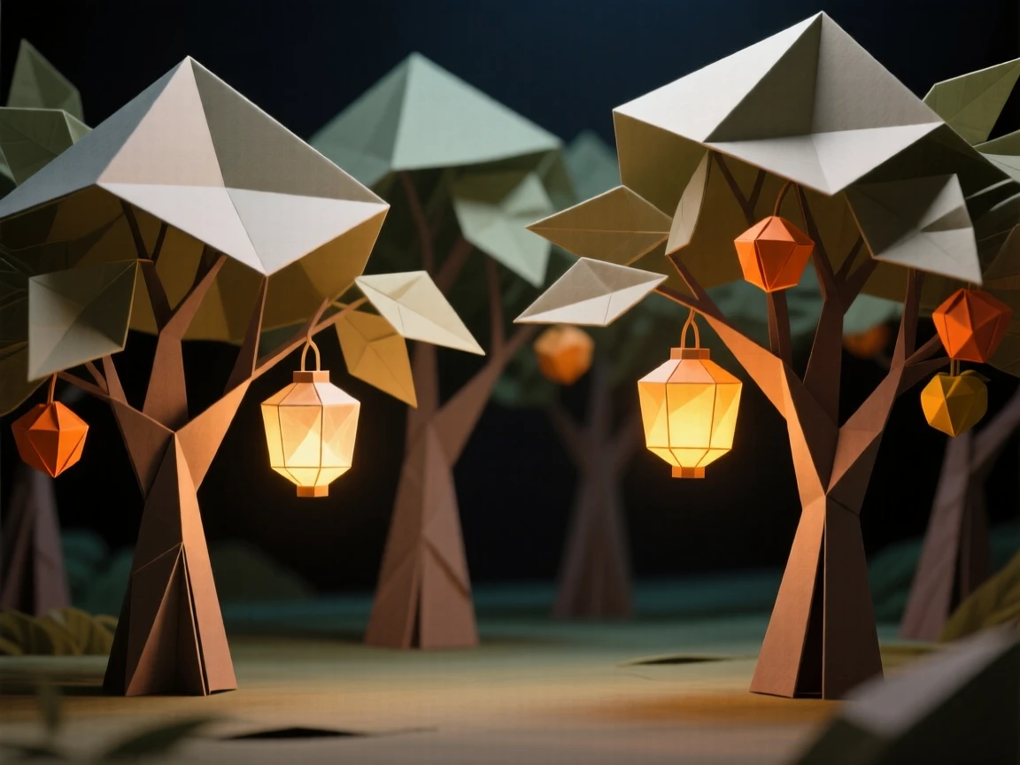 A hidden grove where trees bear fruit that glow like tiny lanterns at night.