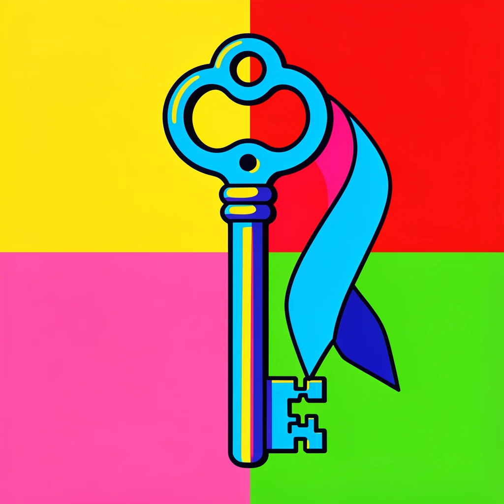 Vintage skeleton key on a ribbon