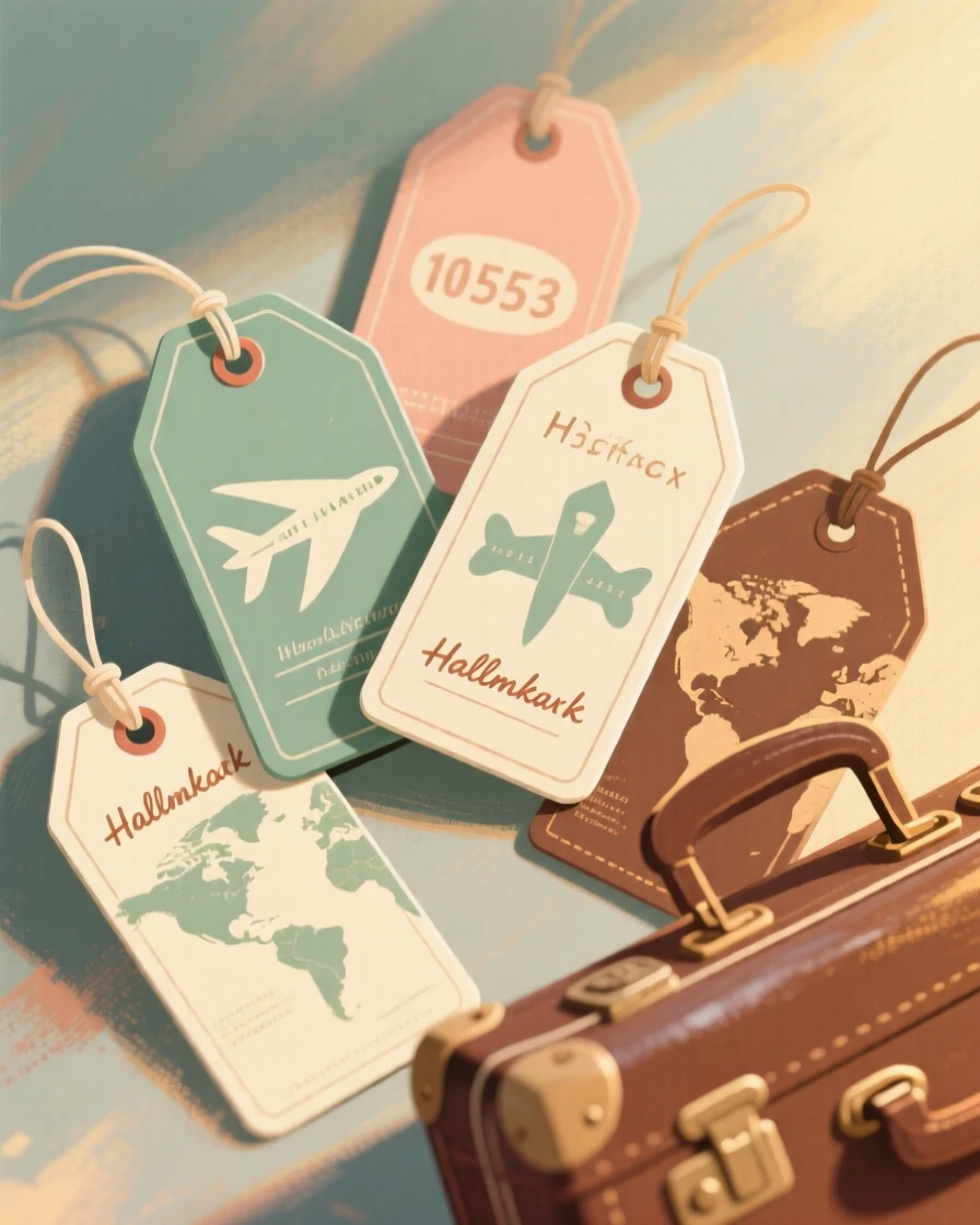 A collection of vintage luggage tags from around the world