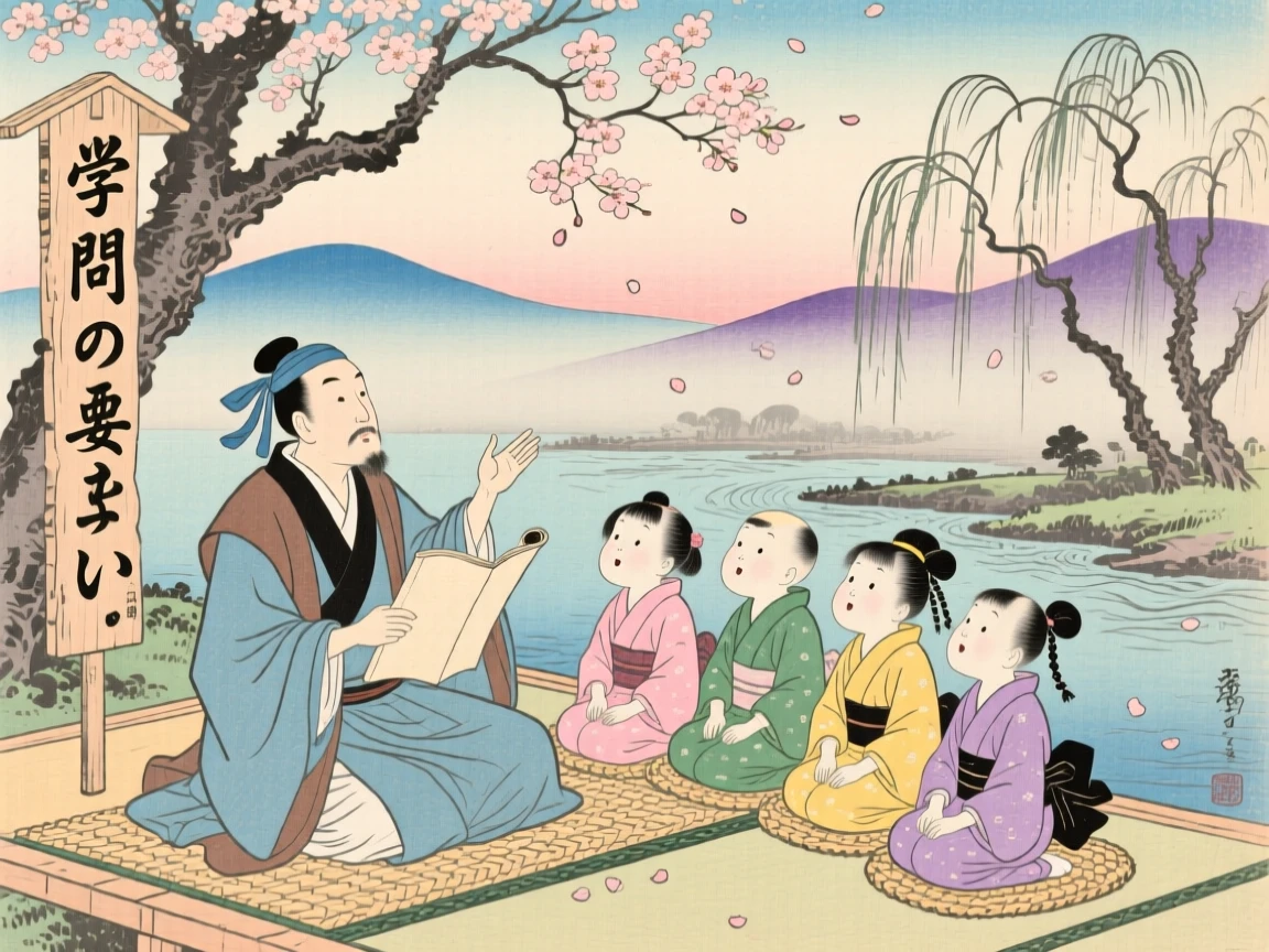 A young scholar captivating children with an animated tale.
