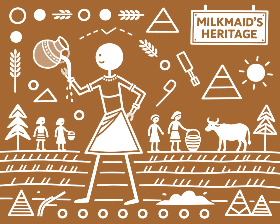 A milkmaid demonstrating a skill passed down for generations.