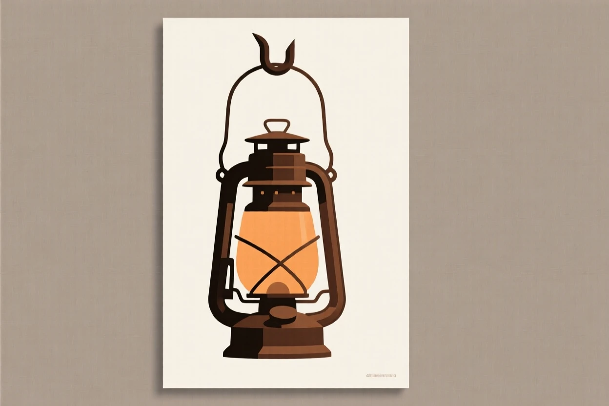 A vintage lantern hanging from a hook