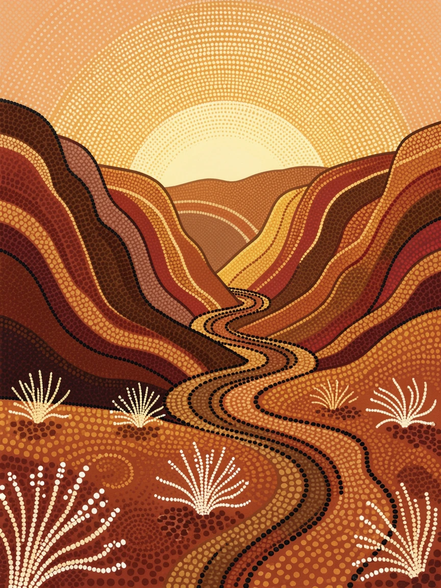 A windswept desert canyon bathed in golden afternoon light