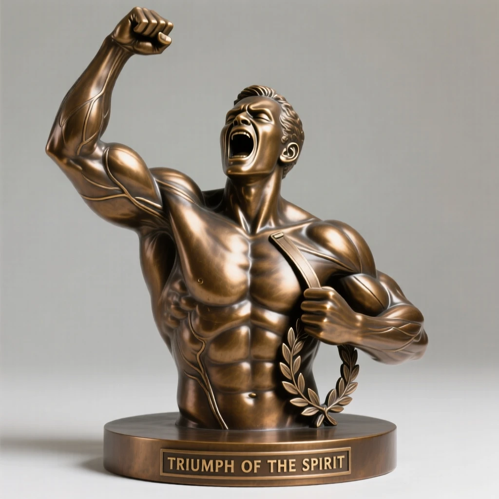 A triumphant athlete, in a moment of pure emotion, forming a strong central focal point