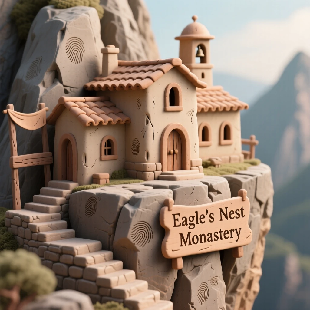 A mountain monastery perched impossibly on a sheer cliff face