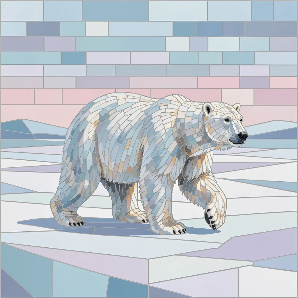 A polar bear walking across a vast field of arctic snow, captured in soft natural light with a shallow depth of field.