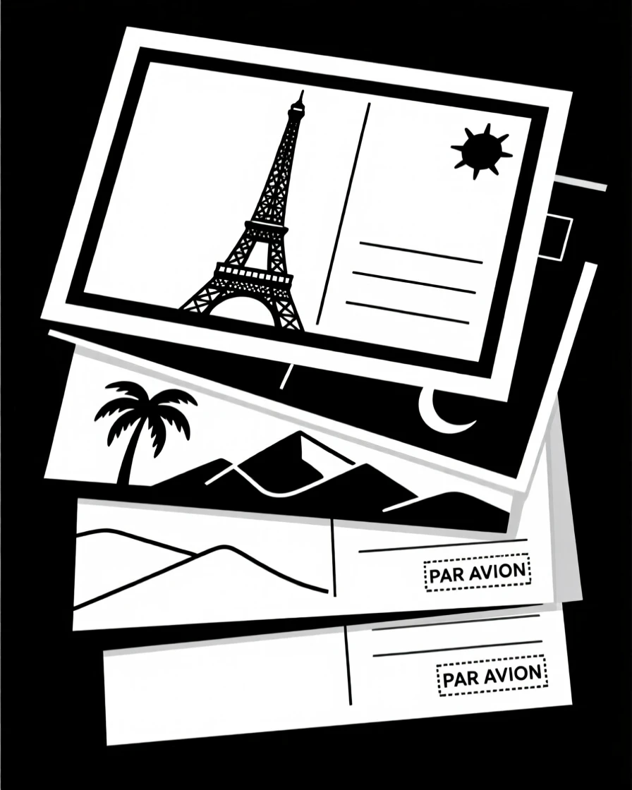A stack of postcards from around the world.
