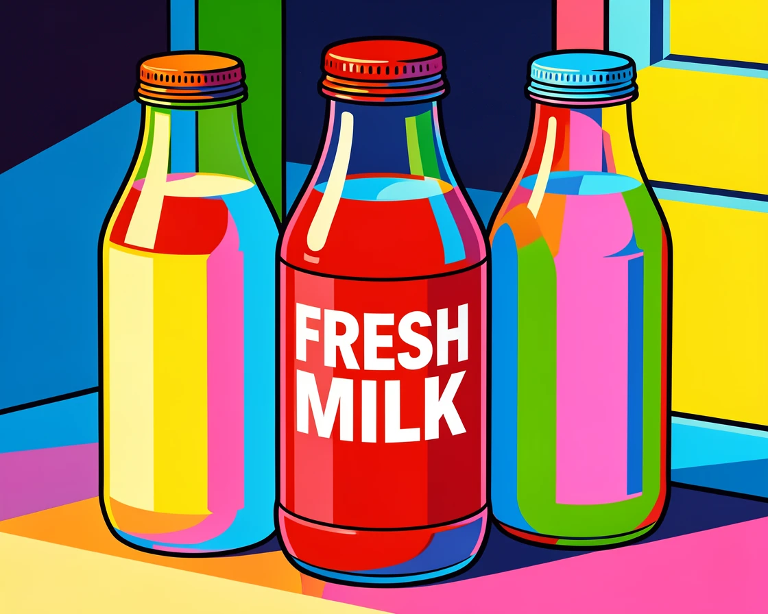 Old-fashioned milk bottles on a doorstep