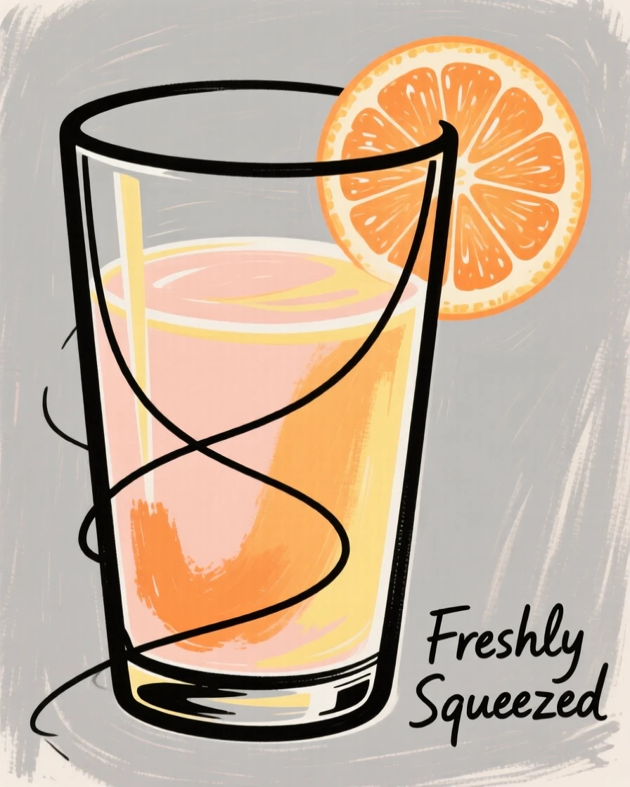 A glass of freshly squeezed orange juice