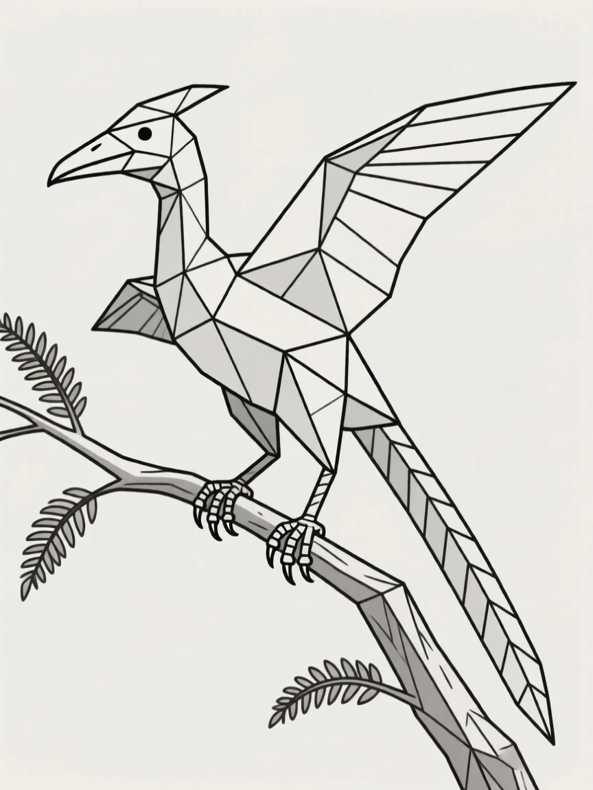 A Archaeopteryx perched on a prehistoric branch