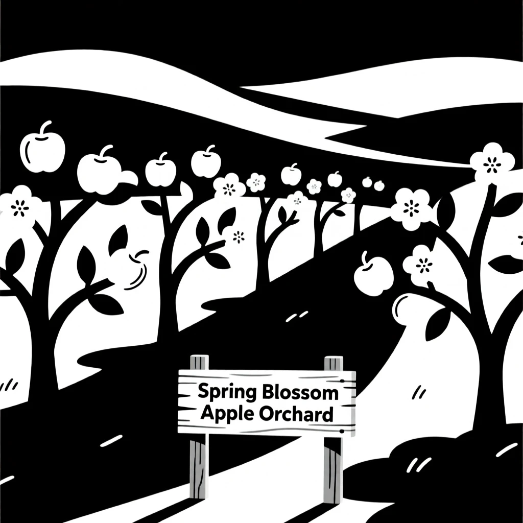 A blossoming apple orchard in spring.