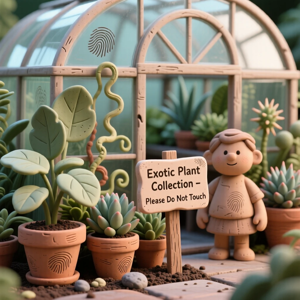 A greenhouse conservatory filled with exotic plants and glass domes