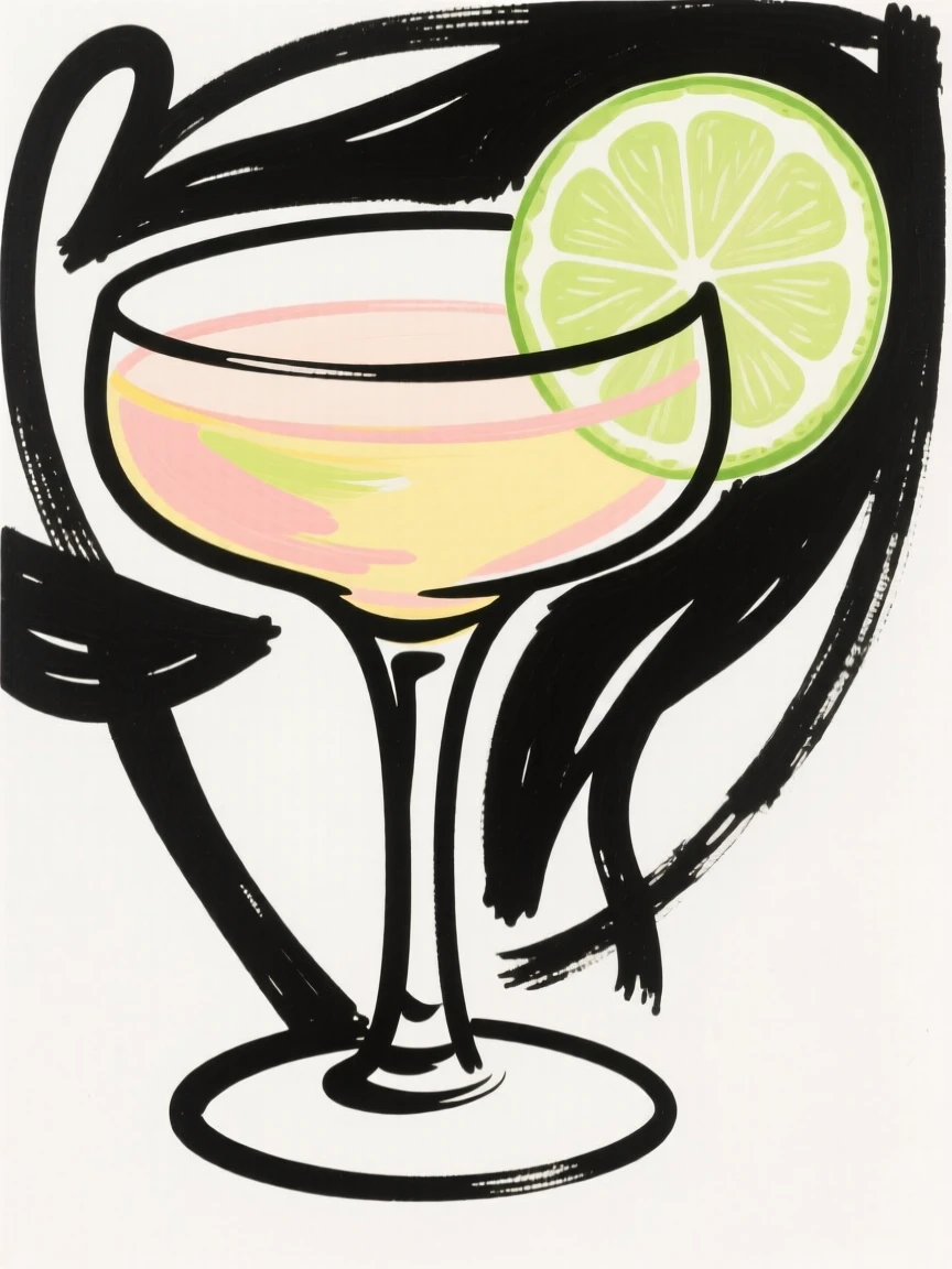 A cocktail garnished with a lime wedge
