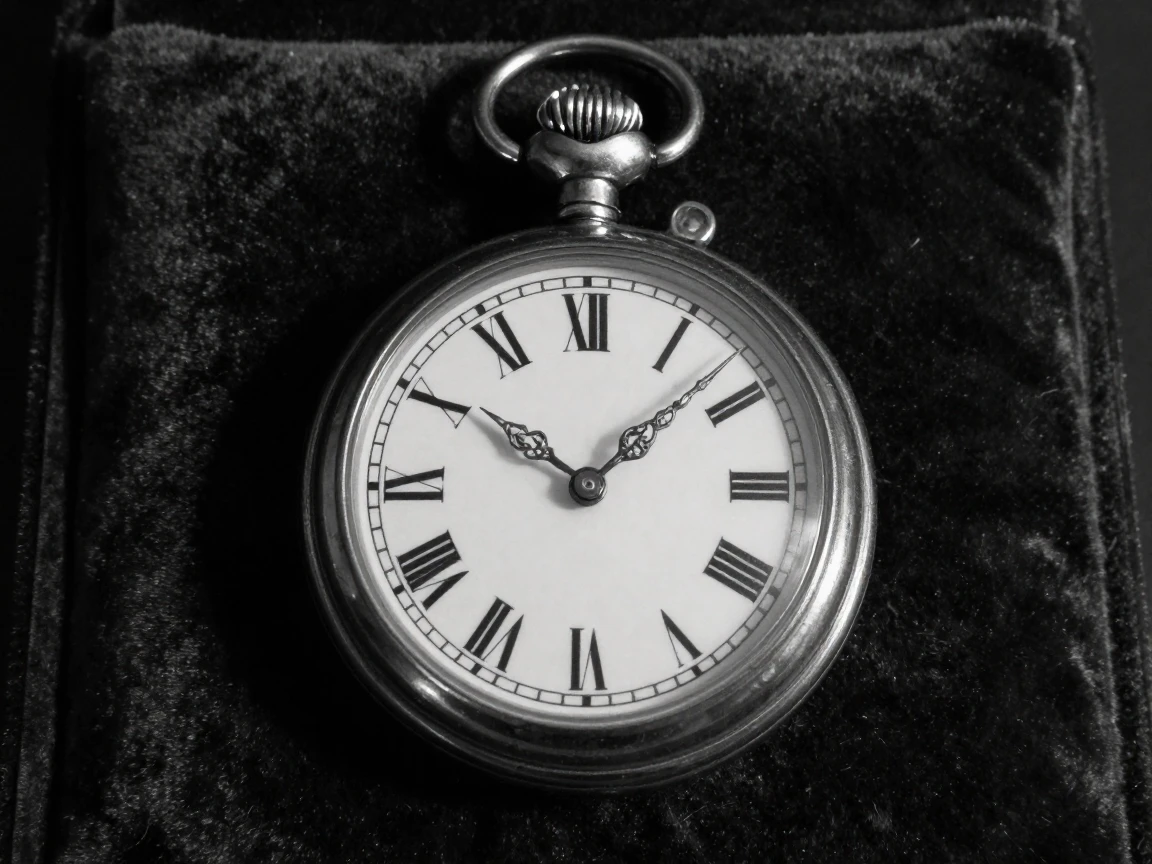 A vintage pocket watch ticks quietly with ornate golden hands on a collector's velvet cushion.