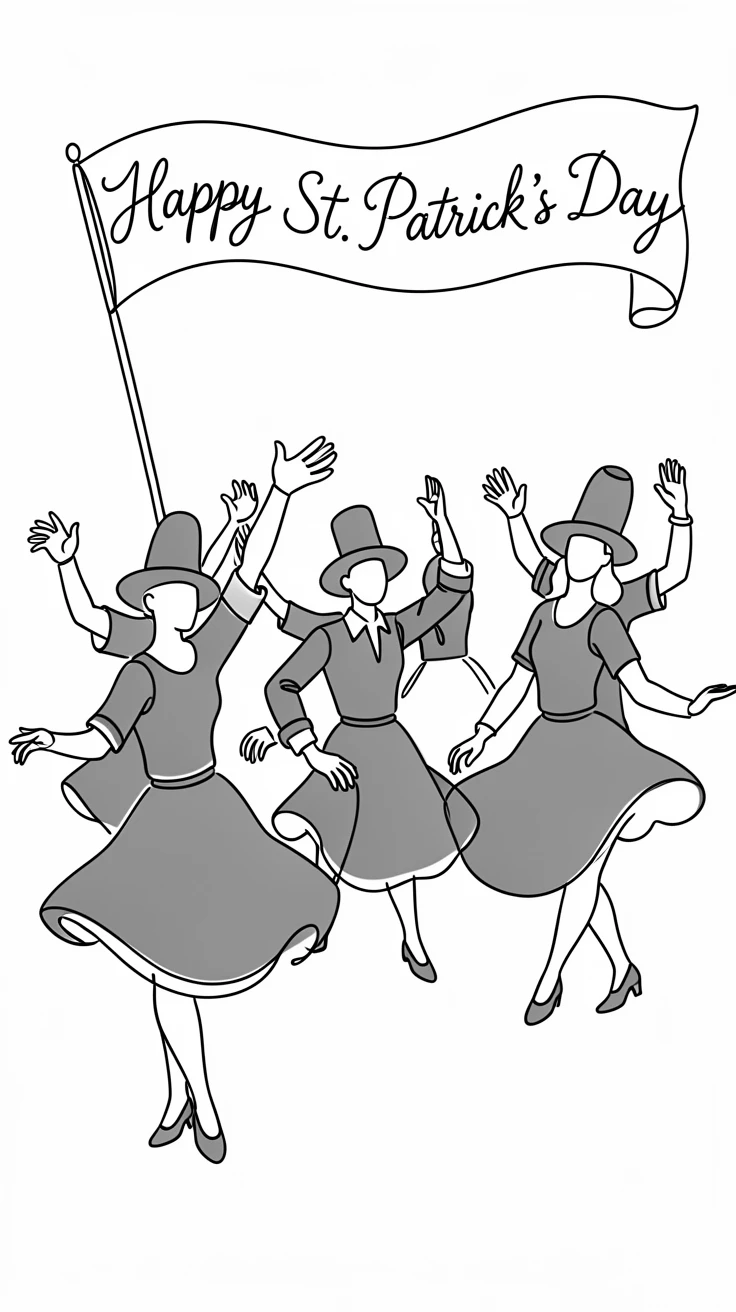 A St. Patrick's Day parade with dancers in green costumes