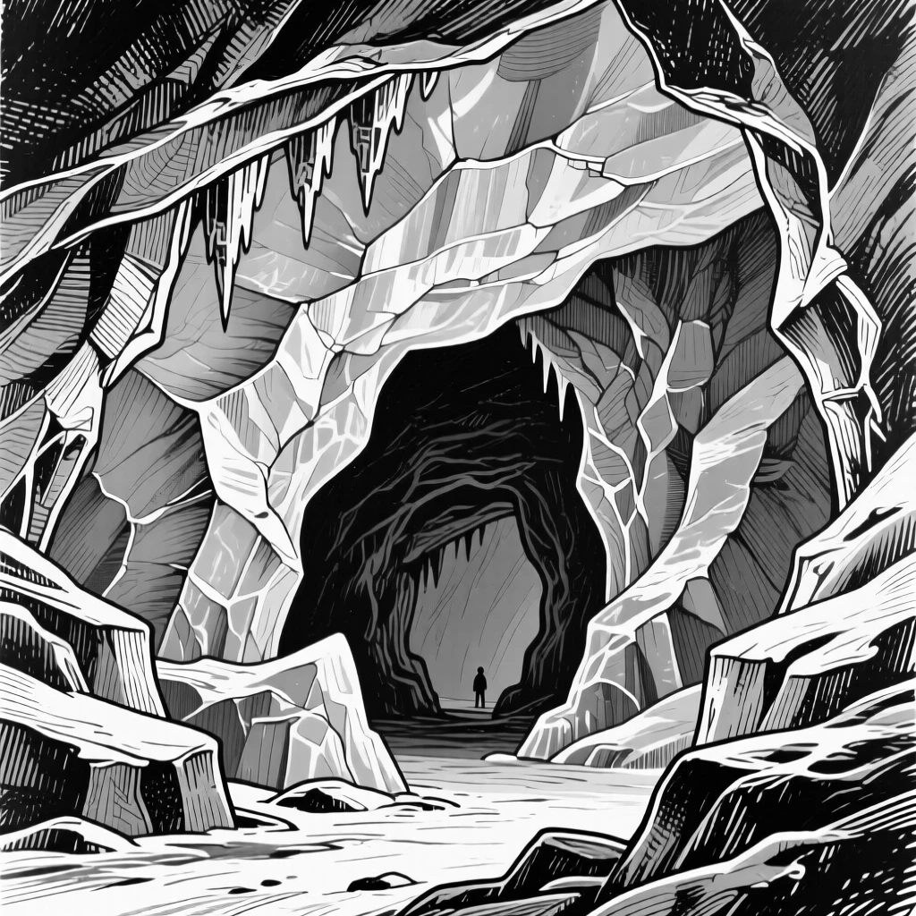 The dramatic ice caves of Iceland glowing blue beneath thick glacial ice.
