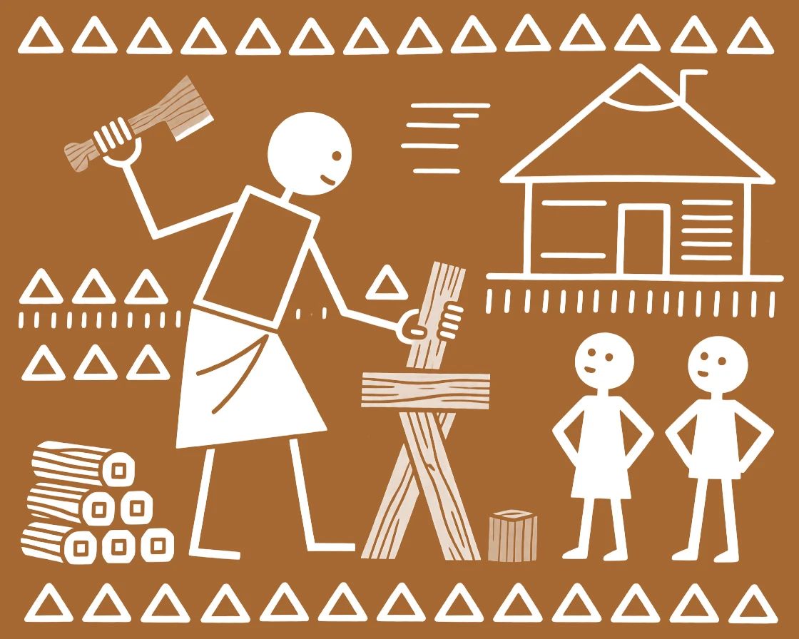 A carpenter demonstrating a skill passed down for generations.