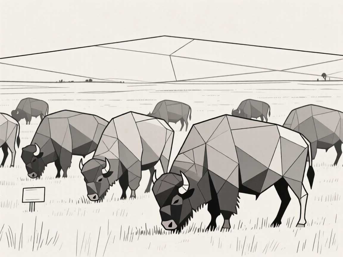 A herd of bison grazing on the great plains
