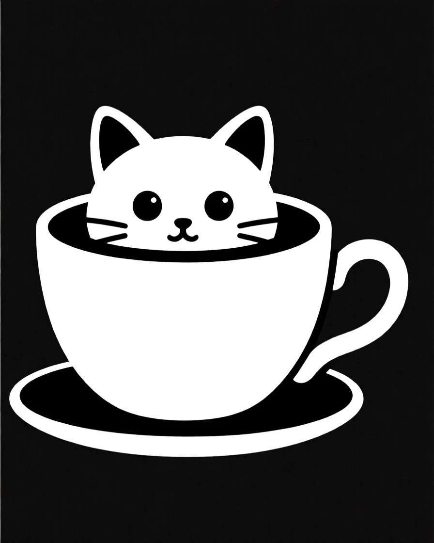 A kitten peeking out of a cozy teacup.