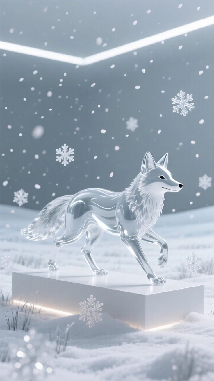 With the first snow of winter beginning to fall, a fox trotting through a field blanketed in fresh snow