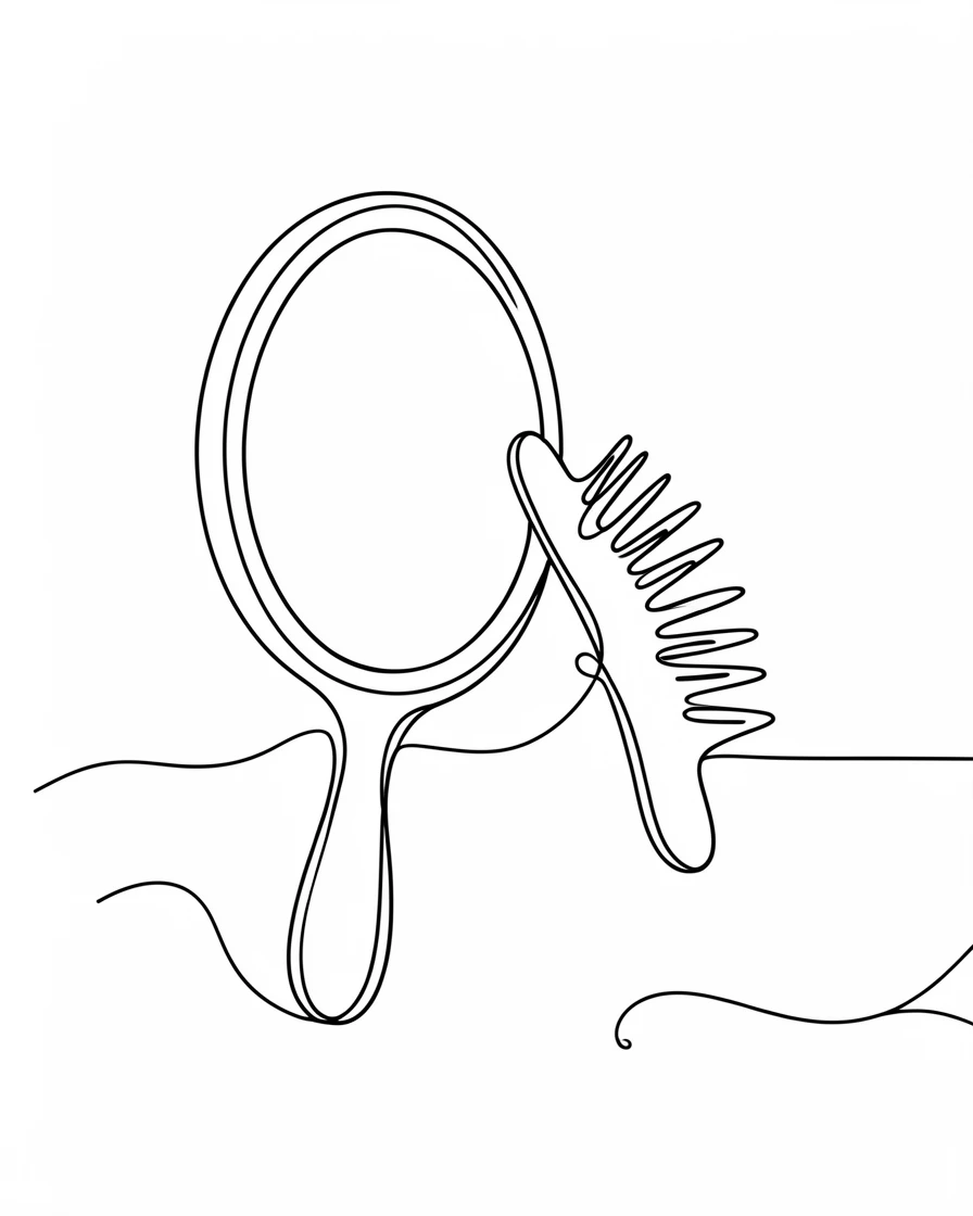 A delicate hair comb resting beside a hand mirror on a vanity