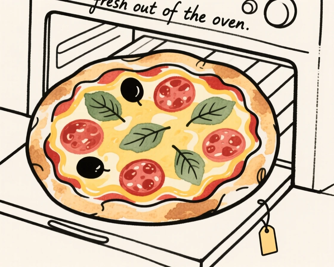 A pizza fresh out of the oven